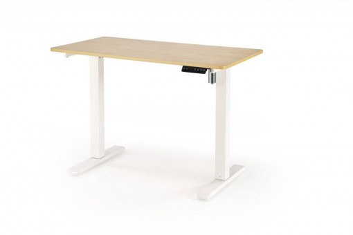 BIROU B53, CU FUNCTIE DE REGLARE A INALTIMII, STEJAR MIERE/ALB, DIN MDF LAMINAT SI METAL, STIL MODERN