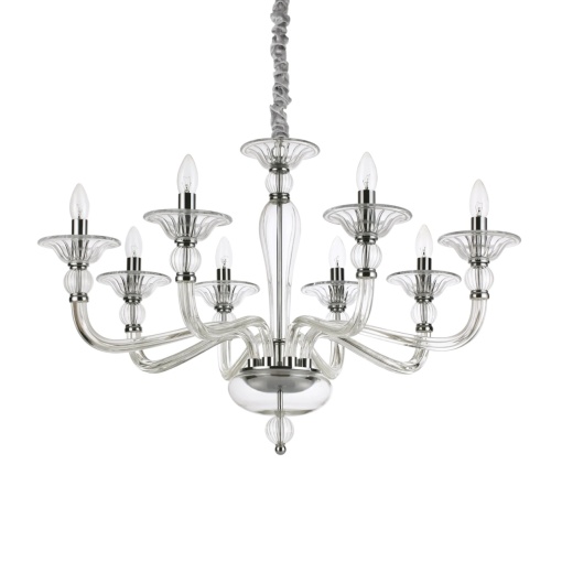 CANDELABRU DANIELI SP8, TRANSPARENT, DIN STICLA, STIL MODERN