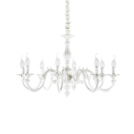 CANDELABRU JUSTINE SP8, ALB, DIN METAL, STIL CLASIC
