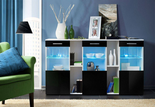 COMODA DORADE, CU ILUMINARE LED, WS DS, DESIGN MODERN , ASM