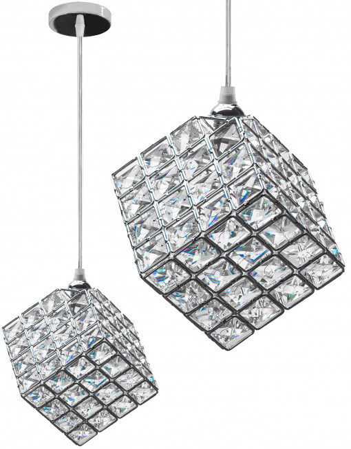 PENDUL GLAMOR CUBE APP721-1CP, 12X12 cm, CROM ARGINTIU, DIN METAL CROMAT SI STICLA, STIL MODERN, TU