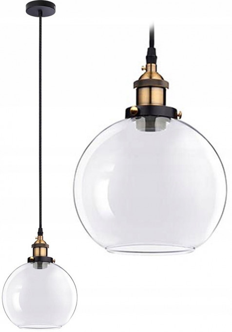 PENDUL VERTO B APP044-1CP / APP045-1CP, 18x19/80 cm, TRANSPARENT SI NEGRU, DIN STICLA SI METAL, STIL MODERN, TU