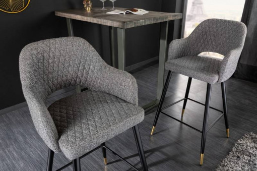 SET 2 SCAUNE BAR, PARIS, TEXTIL GRI, COD 41513, STIL RETRO