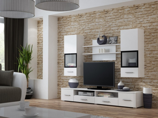 SET LIVING MODULAR CU LED SNOW ALB/NEGRU DESIGN MODERN CM