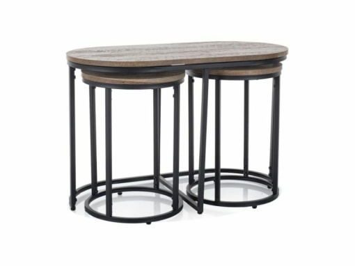 SET MASUTE DE CAFEA TWIX, NUC/NEGRU, BLAT DIN MDF, FURNIR NATURAL SI CADRU DIN METAL, STIL MODERN