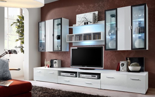 SET MODULAR LIVING QUADRO, CU ILUMINARE LED, WS QU, STIL MODERN, ASM