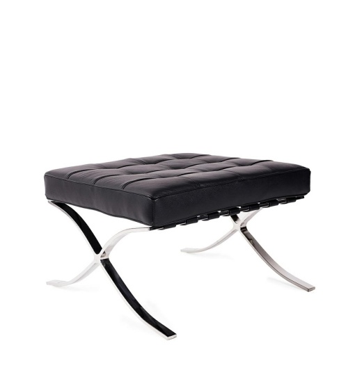 TABURET BARCELON PRESTIGE PLUS NEGRU/CROM, CONFECTIONAT DIN METAL SI PIELE NATURAL, STIL MODERN