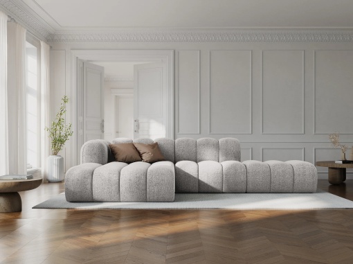 COLTAR MODULAR LUPIN, STANGA, 5 LOCURI, 294 CM, GRI DESCHIS 06, TAPITERIE CHENILLE, DESIGN DEOSEBIT