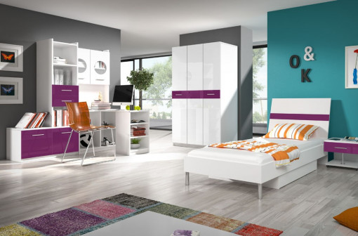 PAT PENTRU CAMERA COPII RAJ1 KM ALB/VIOLET DESIGN MODERN