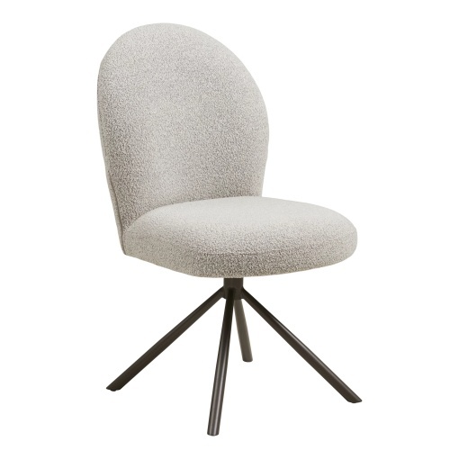SCAUN DE SUFRAGERIE LANA, DIN METAL SI TEXTIL BOUCLE, CULOARE GRI, HOUSE NORDIC - Img 1