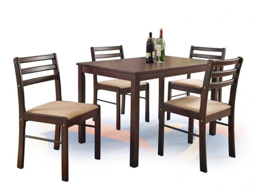 SET DINING - MASA NEW STARTER 2, 110 CM+ 4 SCAUNE, ESPRESSO, STIL CLASIC