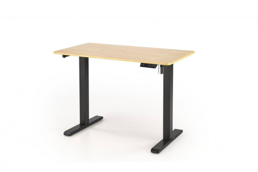 BIROU B53, CU FUNCTIE DE REGLARE A INALTIMII, STEJAR MIERE/NEGRU, DIN MDF LAMINAT SI METAL, STIL MODERN