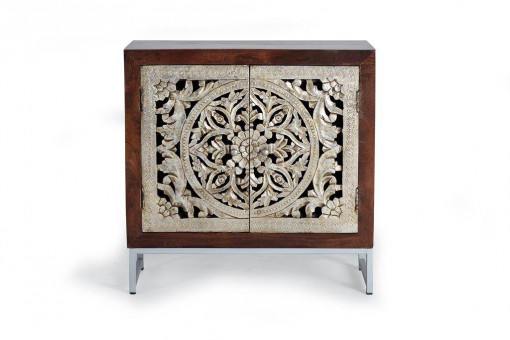 BUFET SOPHIA 80CM, MARO/ARGINTIU, DIN LEMN DE MANGO, GINER Y COLOMER