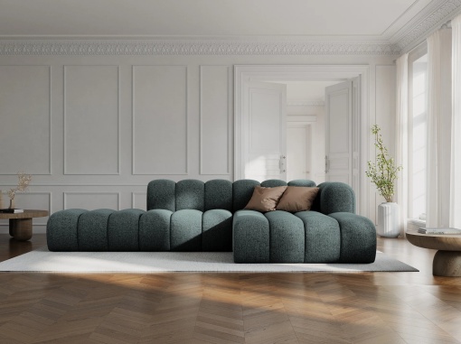 COLTAR MODULAR LUPIN, DREAPTA, 5 LOCURI, 294 CM, VERDE PETROL 78, TAPITERIE CHENILLE, DESIGN DEOSEBIT