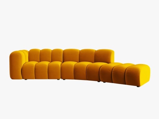 COLTAR SEMIROTUND LUPIN, DREAPTA, 5 LOCURI, 335 CM, GALBEN 10, TAPITERIE DIN CATIFEA, DESIGN DEOSEBIT