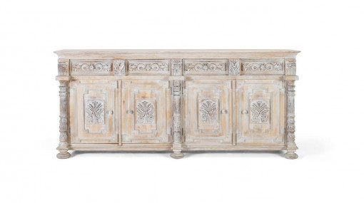 COMODA/BUFET 225CM, ALB ANTICHIZAT, DIN LEMN DE MANGO, GINER Y COLOMER