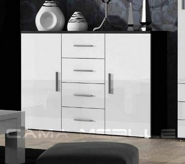 COMODA LIVING UNI NEGRU MAT/ALB LUCIOS DESIGN MODERN CM