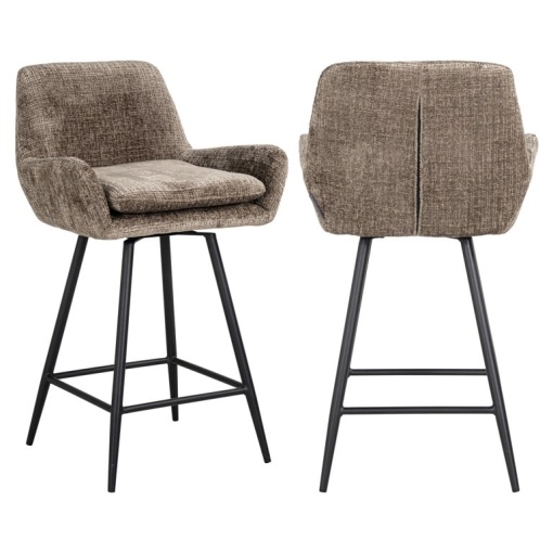 SCAUN DE BAR, LINSEY S4751, STONE CHENILLE NIAGARA 104, CONFECTIONAT DIN 100% POLIESTER, SPUMA, METAL SI PLACAJ, RICHMOND INTERIORS