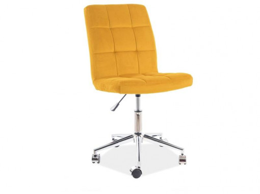 SCAUN DE BIROU PIVOTANT Q-020, GALBEN CURRY BLUVEL 68/CROM, TAPITERIE DIN CATIFEA SI PICIOR DIN METAL, STIL MODERN
