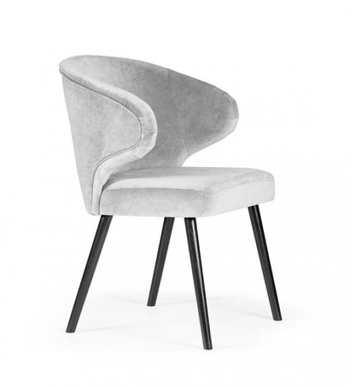 SCAUN DINING ANKARA, GRI/NEGRU, TAPITERIE DIN CATIFEA SI PICIOARE DIN LEMN, STIL MODERN