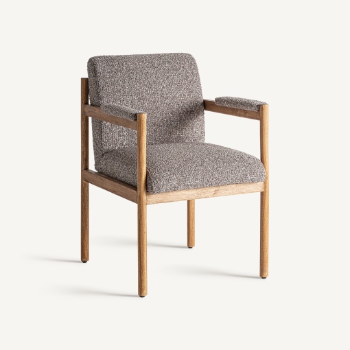 SCAUN DINING BEZIER, GRI/NEGRU, REF. 34458, PRELUCRAT MANUAL, CONFECTIONAT DIN LEMN DE CAUCIUC, SPUMA SI TEXTIL, STIL MODERN
