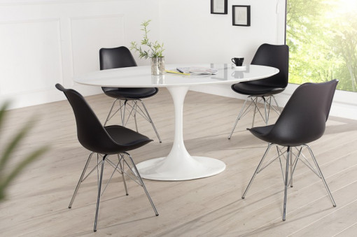 SET, 2 SCAUNE NEGRU/CROM, SCANDINAVIA RETRO, DESIGN SCANDINAV