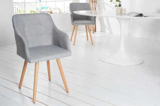 SET 2 SCAUNE, TEXTIL GRI DESCHIS, SCANDINAVIA, DESIGN SCANDINAV
