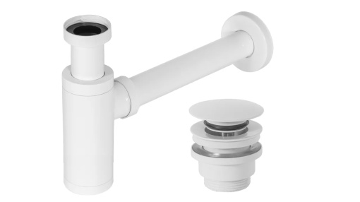 SIFON LAVOAR REA UNIVERSAL, CU DOP TIP CLICK CLACK, ALB MAT, DIN ALAMA, CALITATE SUPERIOARA