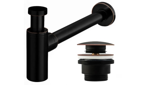 SIFON LAVOAR REA UNIVERSAL, CU DOP TIP CLICK CLACK, NEGRU OLD, DIN ALAMA, CALITATE SUPERIOARA