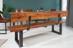 BANCA 200CM, DIN LEMN MASIV DE SALCAM, NATURAL/ANTRACIT, GENESIS, DESIGN VINTAGE - Img 4