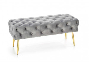 BANCUTA ATHENA, GRI/AURIU, TAPITERIE DIN CATIFEA SI PICIOARE DIN METAL, STIL MODERN - Img 2