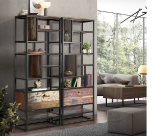 BIBLIOTECA KAIROX 80CM, REALIZATA DIN LEMN DE MANGO SI METAL, CULOARE NEGRU/MULTICOLOR, GINER Y COLOMER - Img 2