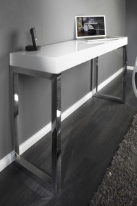 BIROU 120X40CM, WHITE DESK, DIN MDF, DESIGN MODERN - Img 3