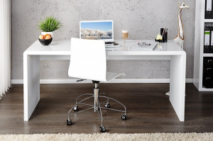 BIROU ALB 120CM, FAST TRADE, DIN MDF, HIGH GLOSS DESIGN MODERN - Img 2