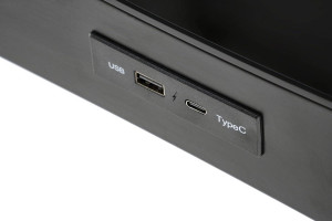 BIROU B52, CU FUNCTIE DE REGLARE A INALTIMII, ECRAN TACTIL SI PORT USB, NEGRU, DIN METAL SI STICLA, STIL MODERN - Img 4