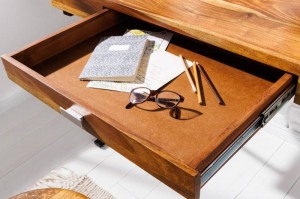 BIROU, ELEMENTS 120CM, DIN LEMN MASIV DE SHEESHAM SI PICIOARE METAL, COD 42224, STIL RETRO - Img 3