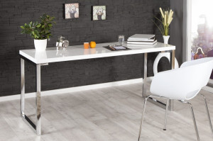 BIROU MODERN 160X60, WHITE DESK, DIN MDF LUCIOS - Img 2