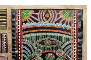 BUFET 100CM, MARO/MULTICOLOR, PICTAT MANUAL, DIN LEMN DE MANGO, GINER Y COLOMER - Img 3