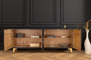 BUFET/ COMODA 177CM, DIN LEMN MASIV DE MANGO SI METAL, CU ORNAMENTE 3D, ARTIM GROUP SELECTION - Img 5