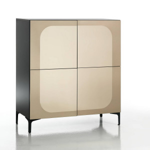 BUFET/DULAP LIVING 110CM, KIM BRONZE, COD 5079, STIL MODERN, REALIZATA DIN METAL SI PANOURI ECO - Img 1