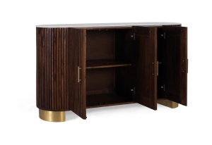 BUFET LIVING, 150CM, LEMN MASIV DE MANGO CU FINISAJ NUC SI MARMURA SINTETICA, DESIGN ELEGANT, ARTIM GROUP SELECTION - Img 3