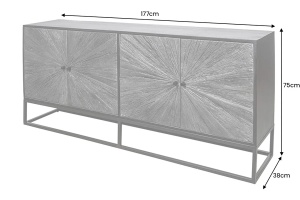 BUFET LIVING 180CM, BARRACUDA, GRI/NEGRU, DIN LEMN MASIV DE MANGO, LEMN DE TEC RECICLAT SI METAL - Img 2