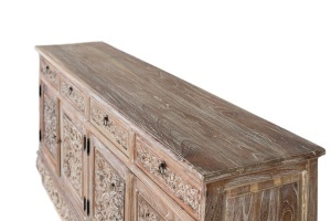 BUFET LIVING, 180CM, LEMN MASIV DE TEC, CULOARE NATUR ANTICHIZAT, SCULPTAT MANUAL, ARTIM GROUP SELECTION - Img 4
