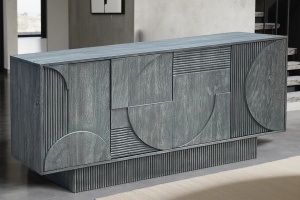 BUFET LIVING, ART DECO 170CM, LEMN DE MANGO, MODEL 3D, CULOARE GRI, ARTIM GROUP SELECTION