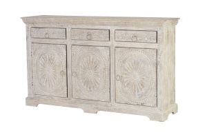 BUFET LIVING BREST 150CM, DIN LEMN DE MANGO, CULOARE ALB ANTICHIZAT, ARTIM GROUP SELECTION - Img 2