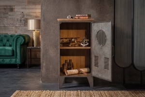 BUFET LIVING DEOSEBIT, NAUTILUS 80CM, REALIZAT DIN LEMN DE PIN SI METAL, CULOARE MARO ANTICHIZAT/NATUR, ARTIM GROUP - Img 5
