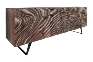 BUFET LIVING FLUID 175CM, REALIZAT DIN LEMN DE MANGO, MODEL 3D, CULOARE MARO