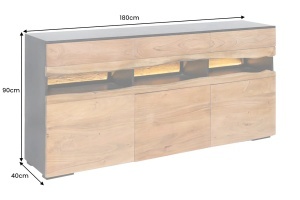 BUFET LIVING GRAND ACACIA 180CM, LEMN DE SALCAM SI ILUMINARE LED, CANTURI NATURALE, ARTIM GROUP SELECTION - Img 3