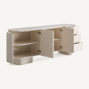 BUFET LIVING HATON 220CM, DIN LEMN, FINISAJ BEJ, STIL ART DECO, VICAL HOME - Img 3