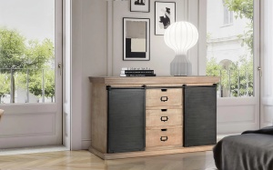 BUFET LIVING INDUSTRIAL160CM, DIN LEMN DE MANGO SI METAL, CULOARE NATUR SI GRI INCHIS, ARTIM GROUP SELECTION - Img 2